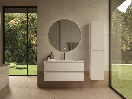 База под раковину Люка Софт-Тач (Luka Soft-Touch) 1000 подвесная, 2 выкатных ящика микролифт, матовый белый