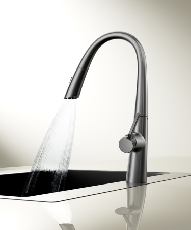 Смеситель для кухни Vincea VKF-176GM, вороненая сталь