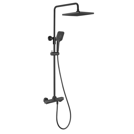 Душевая стойка Некст (Next) VSFS-1N1TMB термостатическая с изливом, 25см верх душ, черный