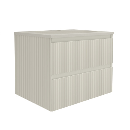 База под раковину Велле (Welle) 600 подвесная, 2 выкатных ящика микролифт, Бежевый матовый софт-тач