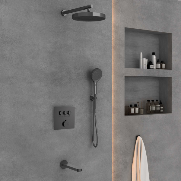 Душевой комплект VSFW-431I2GM встраиваемый, вороненая сталь