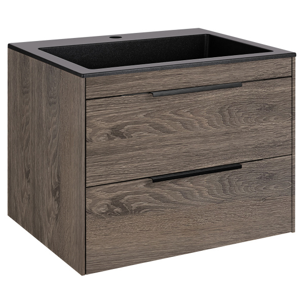 База под раковину Chiara 2D 600 подвесная, 2 выкатных ящика soft-close, R.Oak