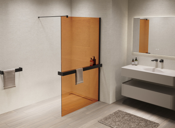 Душевая перегородка Walk-In VSW-1HR900GSB, 900*2000, черный, стекло янтарь Душевая перегородка Walk-In VSW-1HR900GSB, 900*2000, черный, стекло янтарь