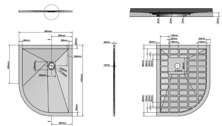 из искусственного камня  VST-4SQ9012W-L,1200*900*25, белый матовый, левый