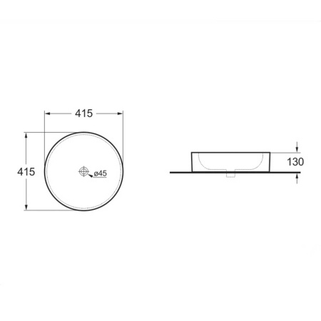 Раковина керамическая Vincea VBS-104MG, 415*415*130, накладная, цвет матовый серый
