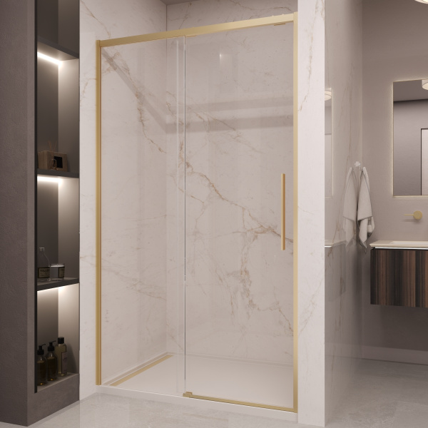 Душевая дверь Stella VDS-1ST110CLG, 1100, брашированное золото, стекло прозрачное Душевая дверь Stella VDS-1ST110CLG, 1100, брашированное золото, стекло прозрачное