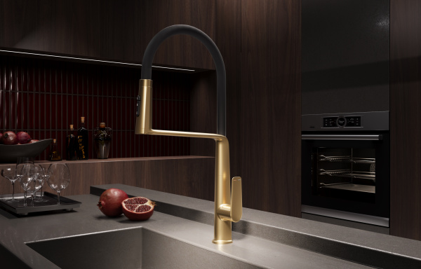 Смеситель для кухни Vincea VKF-118BG, брашированное золото