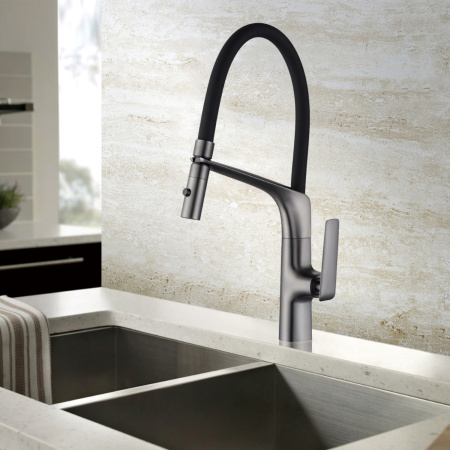 Смеситель для кухни Vincea VKF-115GM, вороненая сталь