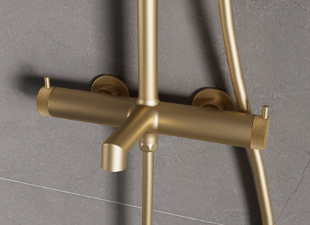 Душевая стойка Рим (Rim) VSFS-2RM1BG с изливом, брашированное золото