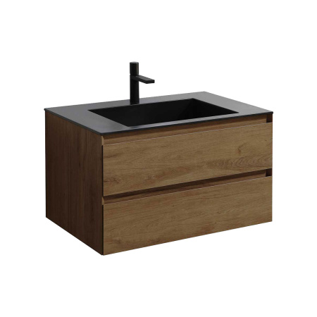 База под раковину Люка (Luka) 800 подвесная, 2 выкатных ящика микролифт, Дуб табак (T.Oak)