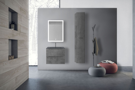 База под керамическую раковину Миа (Mia) 600 подвесная, 2 выкатных ящика микролифт, Beton