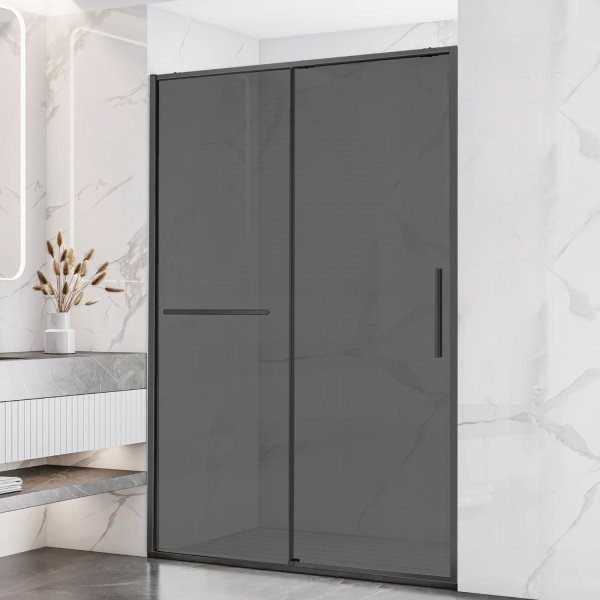 Душевая дверь Слим Софт (Slim Soft) VDS-1SS120CGGM, 1200, вороненая сталь, стекло тонированное