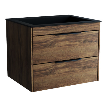 База под раковину Кьяра 2D (Chiara 2D) 600 подвесная, 2 выкатных ящика микролифт, Дуб Чарльстон (C.Oak)