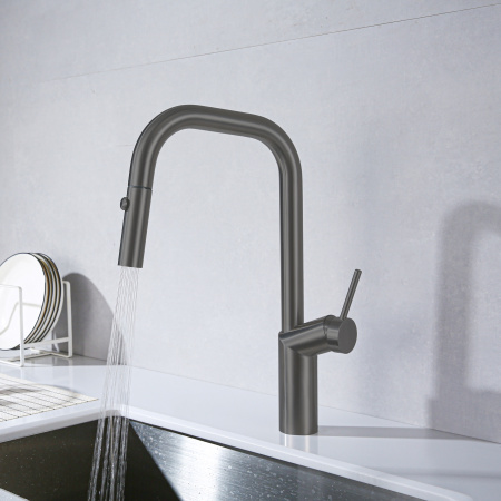 Смеситель для кухни Vincea VKF-107GM, вороненая сталь