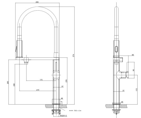 Смеситель для кухни Vincea VKF-119GM, вороненая сталь