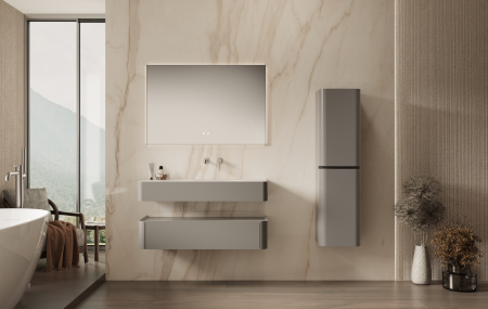 База под раковину Каприз (Caprise) 1200 подвесная, 1 выкатной ящик микролифт, светло-серый матовый