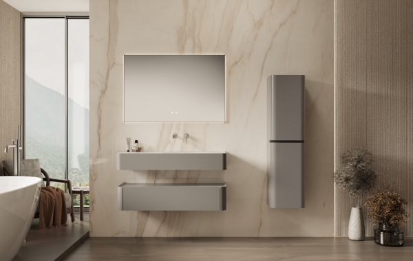 База под раковину Caprise 1200 подвесная, 1 выкатной ящик soft close, светло-серый матовый