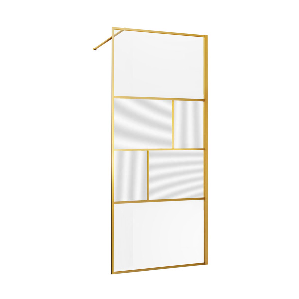 Душевая перегородка Walk-In VSW-1HC800CFBG, 800*2000, браш. золото, стекло прозрачное/рифленое Душевая перегородка Walk-In VSW-1HC800CFBG, 800*2000, браш. золото, стекло прозрачное/рифленое