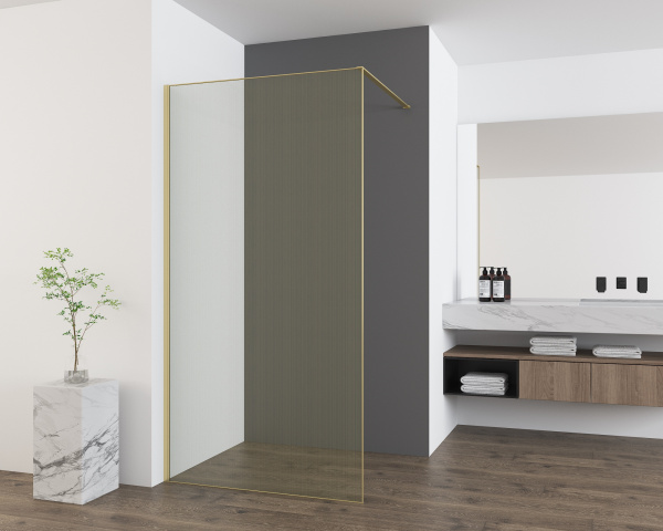 Душевая перегородка Walk-In VSW-7HS100GWG, 1000*2000, браш.золото, стекло ламинир. с золотыми нитями Душевая перегородка Walk-In VSW-7HS100GWG, 1000*2000, браш.золото, стекло ламинир. с золотыми нитями