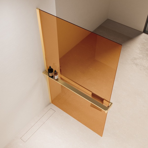 Душевая перегородка Walk-In VSW-1HR900GSG, 900*2000, матовый золотой, стекло янтарь Душевая перегородка Walk-In VSW-1HR900GSG, 900*2000, матовый золотой, стекло янтарь