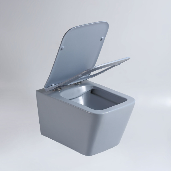 Унитаз подвесной Q-Line VT1-12MO безободковый, цвет океан мат., ультратонкое soft close сиденье