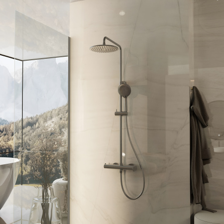 Душевая стойка Рондо (Rondo) VSFS-1R0GM без излива, вороненая сталь