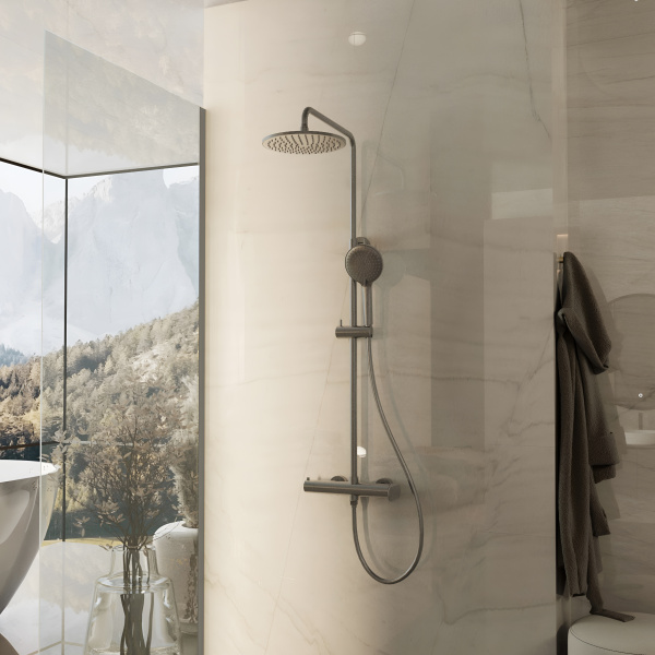 Душевая стойка Rondo VSFS-1R0GM без излива, вороненая сталь