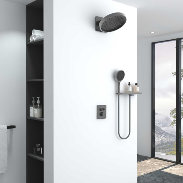 Душевой комплект Inspire VSFW-3I21MT3RGM встраиваемый, термостат, двухрежимный, вороненая сталь