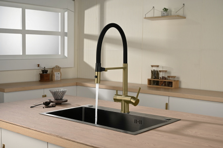 Смеситель для кухни Vincea VKF-120BG, брашированное золото