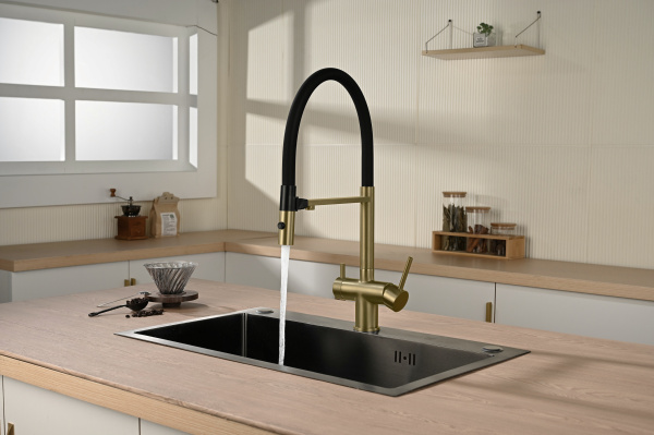 Смеситель для кухни Vincea VKF-120BG, брашированное золото