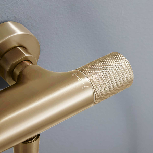 Душевая стойка Desire VSFS-1D0TBG термостат без излива, 25см верх душ, брашированное золото