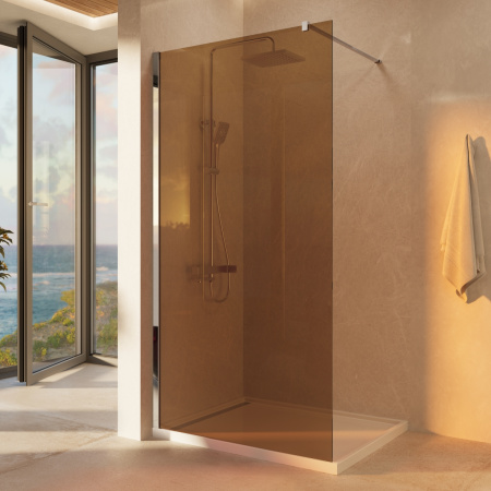 Душевая перегородка Волк-Ин (Walk-In) VSW-1H900GS, 900*2000, хром, стекло янтарь