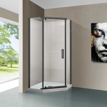 Душевой уголок Stresa VSP-1S900CLGM, 900*900, вороненая сталь, стекло прозрачное 