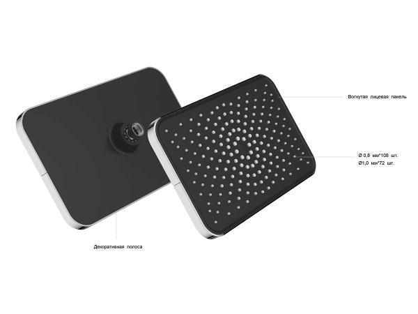 Душевой комплект VSFW-321MT1GM встраиваемый, термостат, двухрежимный, вороненая сталь