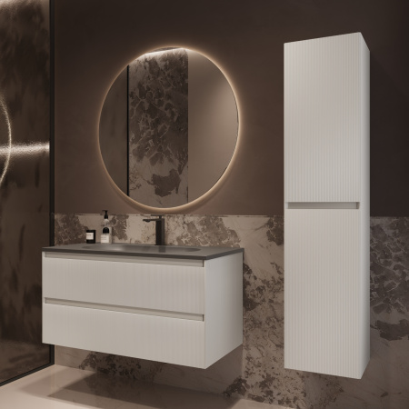 База под раковину Велле (Welle) 1000 подвесная, 2 выкатных ящика микролифт, Белый матовый софт-тач