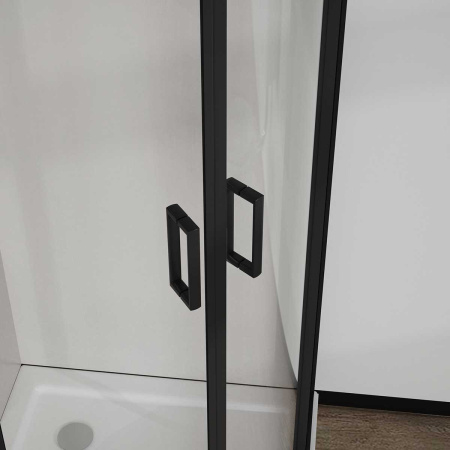 Душевой уголок Сити (City) VSQ-5CT900CLB, 900*900, черный матовый, стекло прозрачное