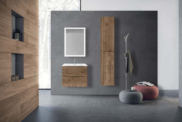 База под керамическую раковину Mia 600 подвесная, 2 выкатных ящика soft close, V.Oak