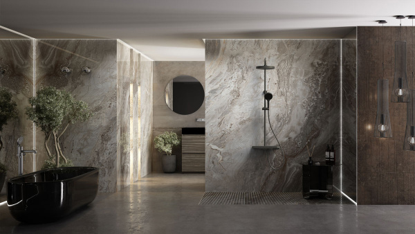 Душевая стойка Inspire VSFS-3I12TMB термостатическая с изливом, 30см верх.душ, черный